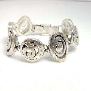 Vintage Brighton Contempo Open Oval Scroll Link Silver Plate Bracelet, Panel